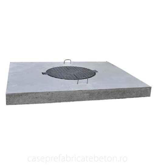 Capac pentru camin dreptunghiular din beton cu rama din fonta de 40 tone si grosime de 25 cm – diverse marimi Capace de camine din beton AXEprefabricate