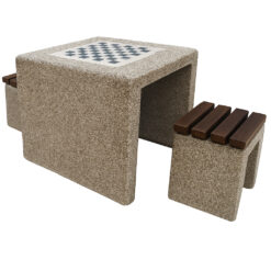 Set masa de sah cu doua scaune din beton Mese de exterior din beton AXEprefabricate