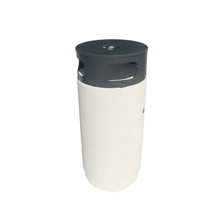 Cos de gunoi stradal din beton 43x79 cm cu aspect de marmura alba