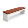 Banca stradala din beton cu aspect de marmura alba, rigle de brad Gabriel 150 cm Banci stradale din beton AXEprefabricate