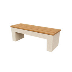 Banca cu aspect de marmura si sezut din lemn de brad 120 cm Banci stradale din beton AXEprefabricate