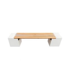 Banca stradala din beton cu aspect de marmura si rigle de brad 200 cm Banci stradale din beton AXEprefabricate